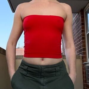 Bright red tube top